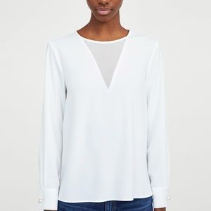 White contrast top with pearl buttons 3/$50